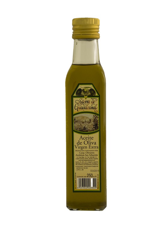 Aceite de Oliva Virgen Extra, Botella de Cristal 250 ml.