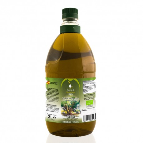 9 Botellas de cristal de 2 litros de Aceite de Oliva Virgen Extra Coupage. Sierra de Guadalcanal ECOLÓGICO