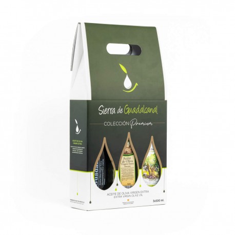 Estuche Regalo: Tres botellas de cristal de 500 ml de Aceite de Oliva Virgen Extra
